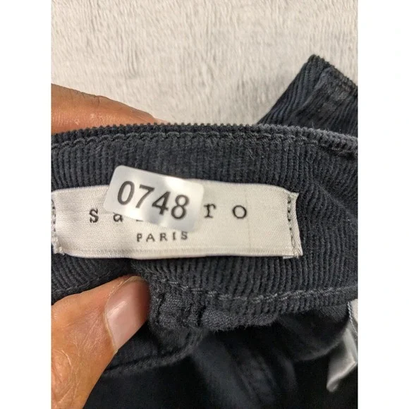 Sandro Corduroy Pants High Rise Supper Skinny Fit Casual Black Size‎ 24x30 - Picture 15 of 15